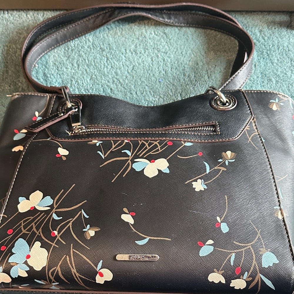 Chaps Black Floral Shoulder Bag